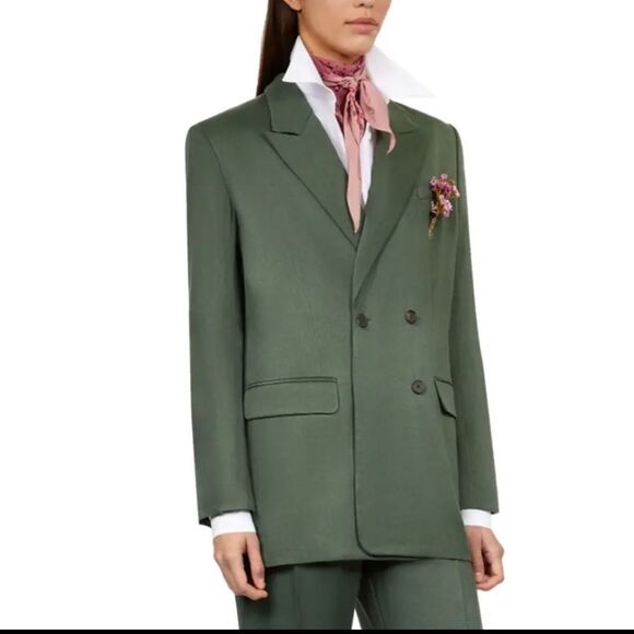 $595 The Kooples NWT twill blazer in Khaki - Picture 2 of 11